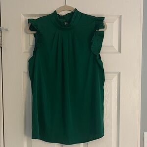 Elegant Green Ruffle Sleeve Top